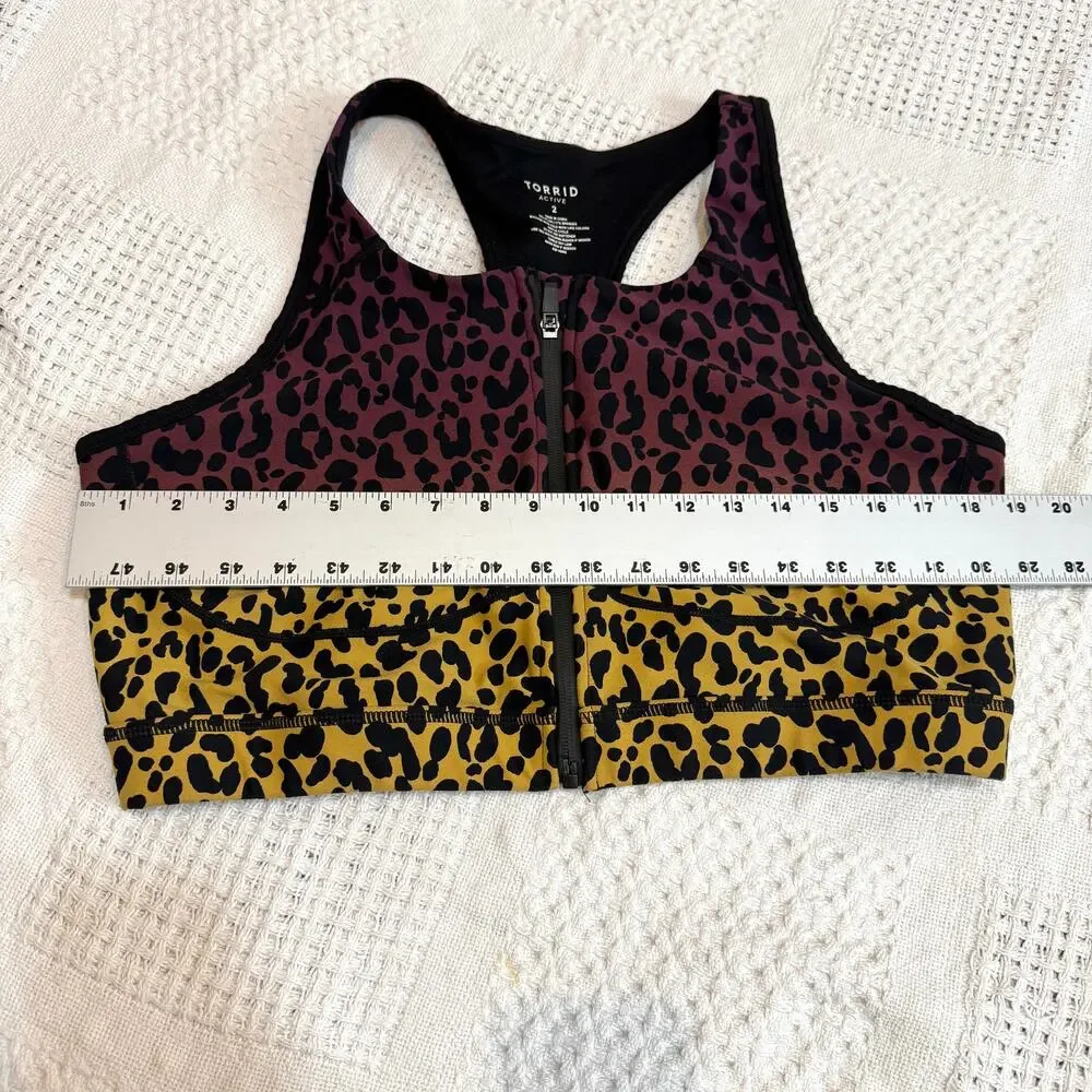 Torrid 2 zip front wireless active sports bra top BC 2632 - Picture 4 of 8
